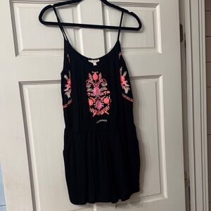 GB Girls Black Jumpsuit with Pink Embroidery